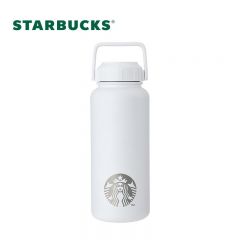 星巴克（Starbucks） 经典系列高颜值咖啡茶水保温杯办公便携 经典白色款不锈钢运动壶960ml