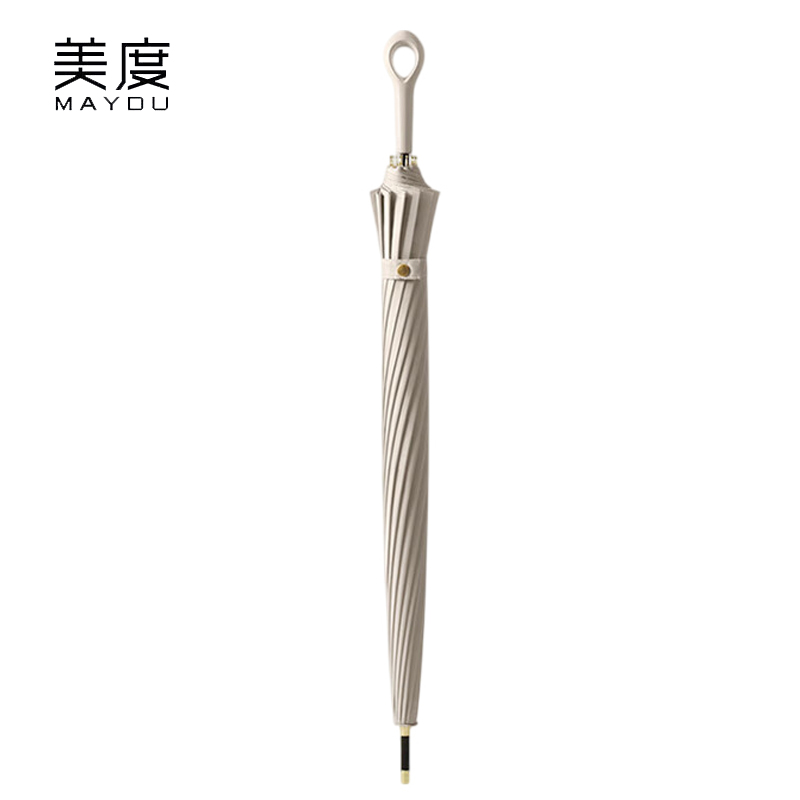 美度（MAYDU） M1613长柄伞加固加大防水抗风日系清新雨伞16骨梧桐米