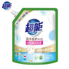 超能  洁净柔护（鲜艳亮丽）洗衣液 2kg/袋装 天然椰油 低泡易漂