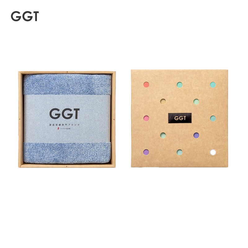 GGT 日本多彩雪花绒浴巾家用加厚成人大毛巾速干男女洗澡裹巾礼盒套装礼盒装绀青（浴巾）