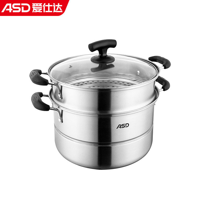 爱仕达（ASD） JX1526蒸锅不锈钢蒸锅煮汤锅一锅多用 明火电磁通用 26CM