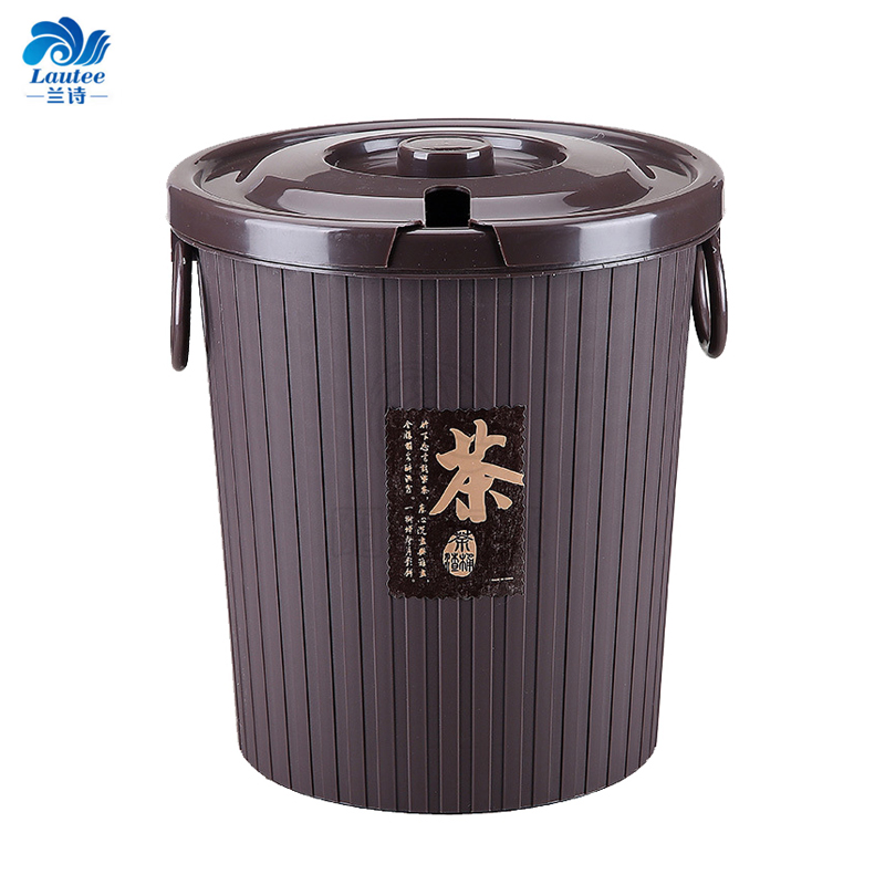 兰诗 FW1380  茶渣桶倒茶叶茶桶塑料茶台废水桶小过滤垃圾筒茶水桶  大号咖啡色无吸管