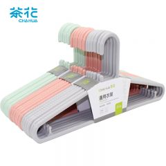 茶花 大衣架 无痕防滑晾衣架子 衣服架衣挂晒衣架子衣服撑子简易挂衣架内衣收纳神器防肩角 6支装