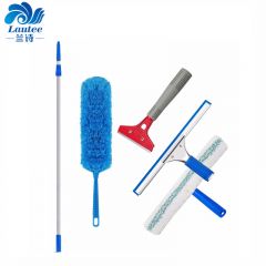 兰诗（LAUTEE）伸缩杆玻璃清洁套装 玻璃擦（双节杆4.5米+玻璃刮+T头擦+铲刀+除尘掸）  L-2022