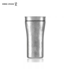 鸣盏 MZ8007纯钛保温杯双层真空水杯便携泡茶杯养生茶水分离杯男女 月光银 320ml