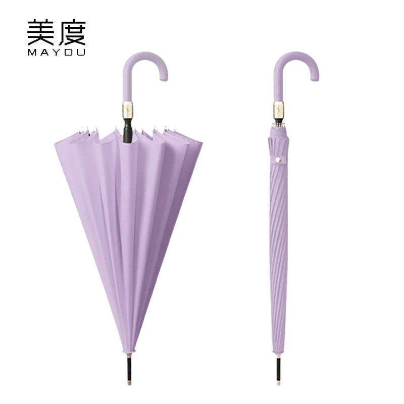 美度（MAYDU） M1605遇水开花雨伞16骨长柄双人晴雨伞加大自动防风直杆伞浅紫色
