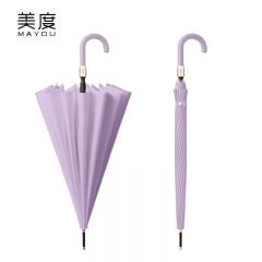 美度（MAYDU） M1605遇水开花雨伞16骨长柄双人晴雨伞加大自动防风直杆伞浅紫色
