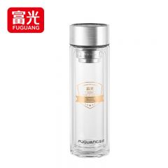 富光（FUGUANG） 铭宜抗菌双层玻璃杯男女士家用高档商务泡茶便携水杯茶杯杯子 黑色 330ml