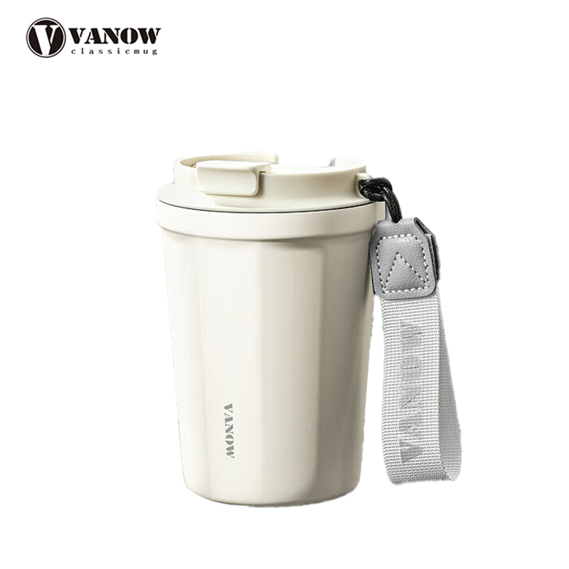Vanow   VO-39B保温杯咖啡杯316不锈钢大容量高颜值便携水杯子 奶芙白390ML