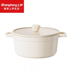上亨（shangheng） SHZH-CJCG002白珐琅锅家用煲汤锅焖锅炖锅搪瓷砂锅海鲜锅硅胶盖
