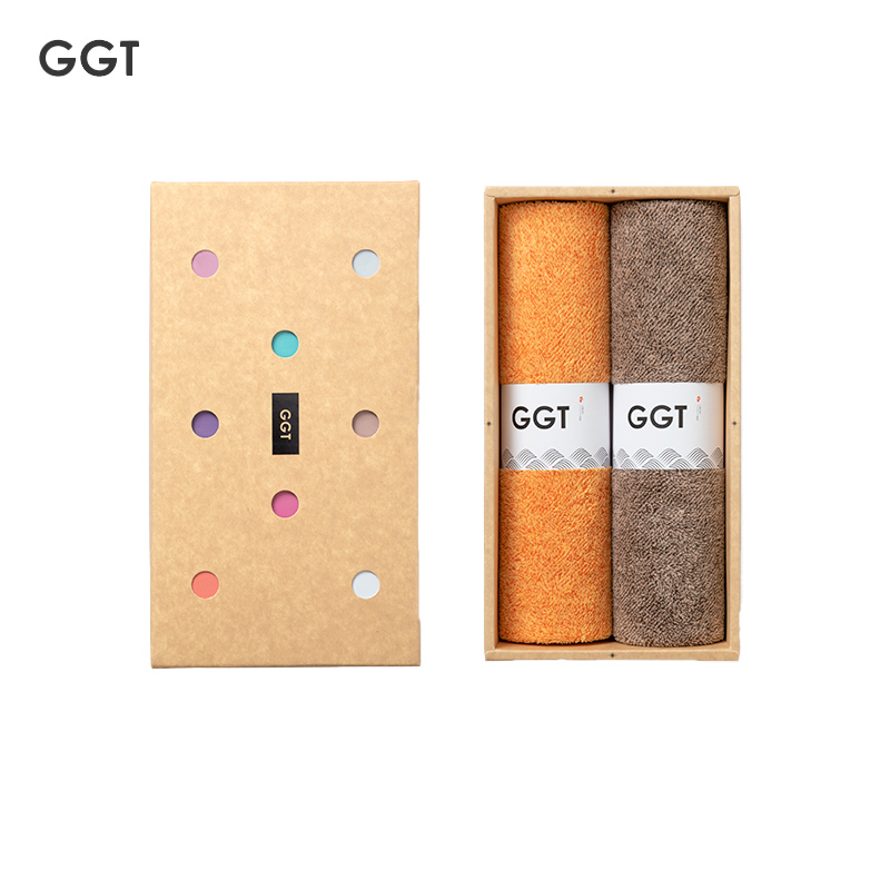 GGT 日本雪花绒毛巾礼盒套装男女家用送礼比纯棉吸水速干不掉毛伴手礼黄丹+胡桃