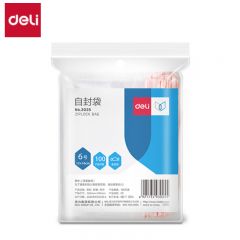 得力（deli）3025自封袋透明6号 100个/包 防水防尘保鲜收纳PE透明