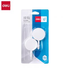 得力（deli） 19354挂钩 2.00 个/卡白色强力粘胶墙壁挂物无痕免打孔厨房卧浴室门后挂钩墙上粘钩