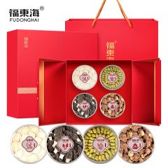 福东海 羊肚菌+花旗参+姬松茸+铁皮石斛 山珍干货菌菇煲汤料送长辈组合更佳 送礼礼盒 年礼佳品礼盒 四拼福喜礼盒 265g