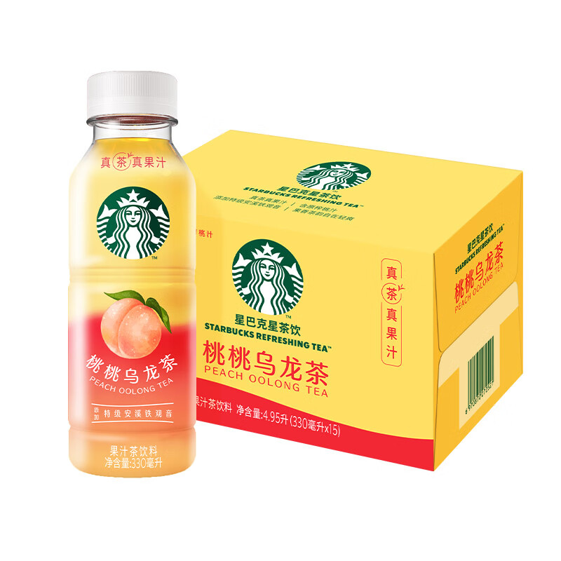 星巴克（Starbucks） 星茶饮果汁茶饮料 桃桃乌龙茶 330ml*15瓶
