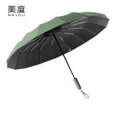 美度（MAYDU） M3369三折16骨加固自动黑胶太阳伞防晒防紫外线女晴雨两用遮阳伞森林绿