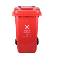 敏胤  MYL-7240-12 不可挂车分类标识垃圾桶 有害红色单个 户外240L（普通带轮）