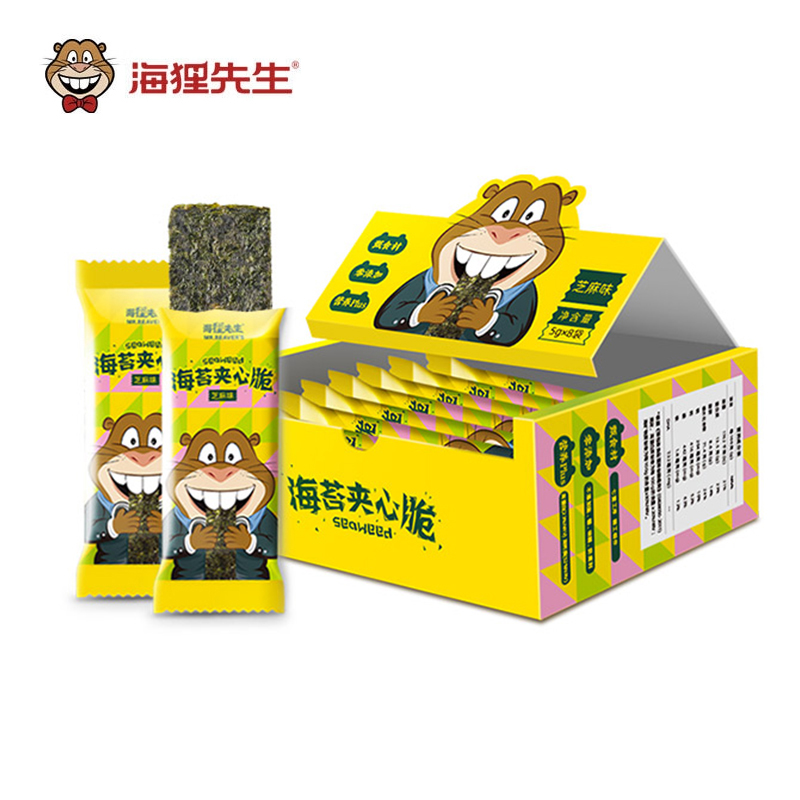 海狸先生 海苔夹心脆芝麻味40g*2盒