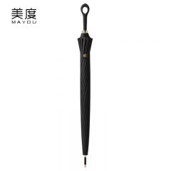 美度（MAYDU） M1613长柄伞加固加大防水抗风日系清新雨伞16骨曜石黑