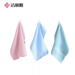 洁丽雅 抗菌方巾纯棉柔软舒适宝宝儿童吸汗吸水小毛巾擦汗巾三条装34*34cm 48g每条