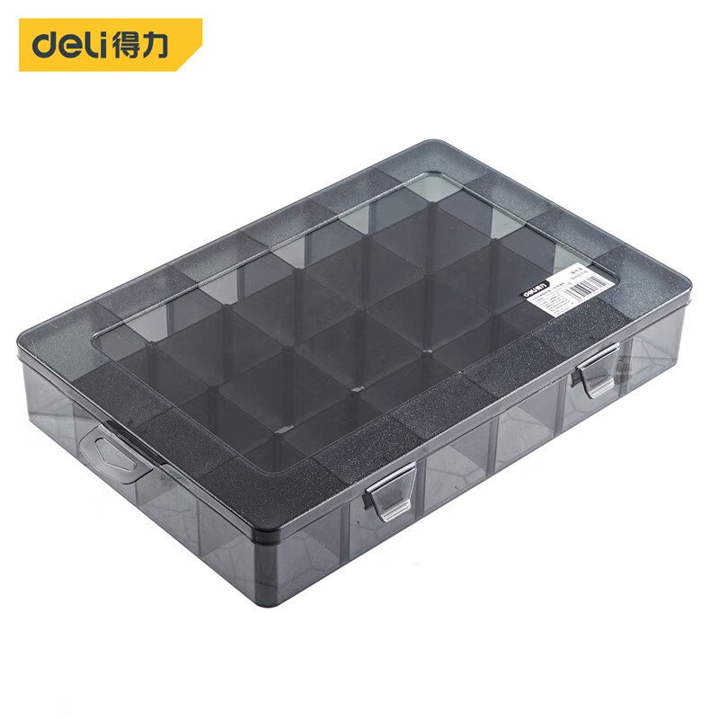 得力（deli） 零件盒24格 (黑)33.5x23x6cm DL432308