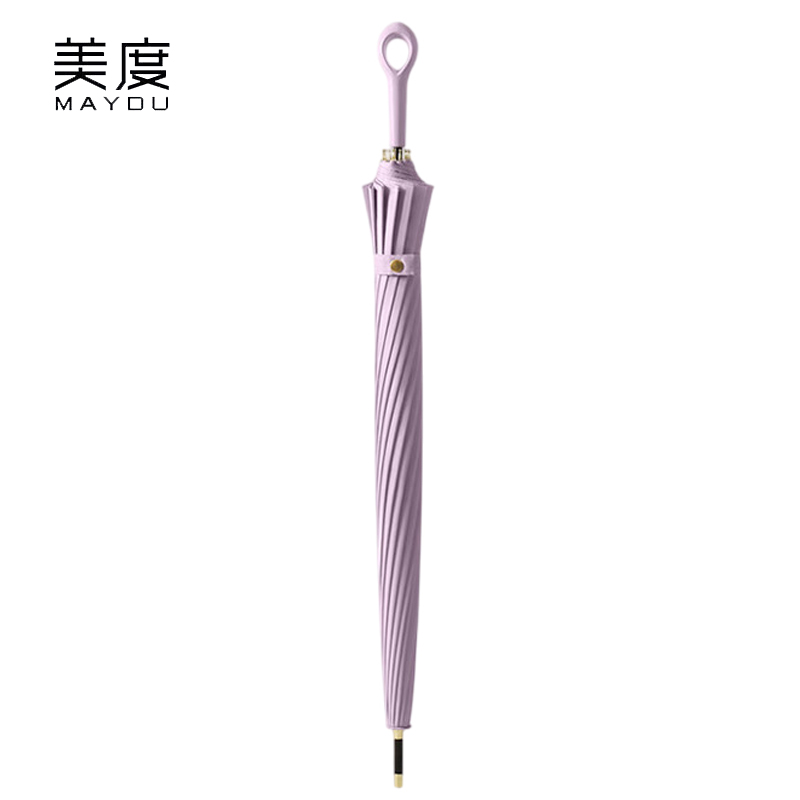 美度（MAYDU） M1613长柄伞加固加大防水抗风日系清新雨伞16骨熏衣紫