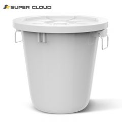 舒蔻（Supercloud）大号塑料桶 圆形收纳桶大容量水桶酒店厨房工业环卫物业垃圾桶 带盖100升白色
