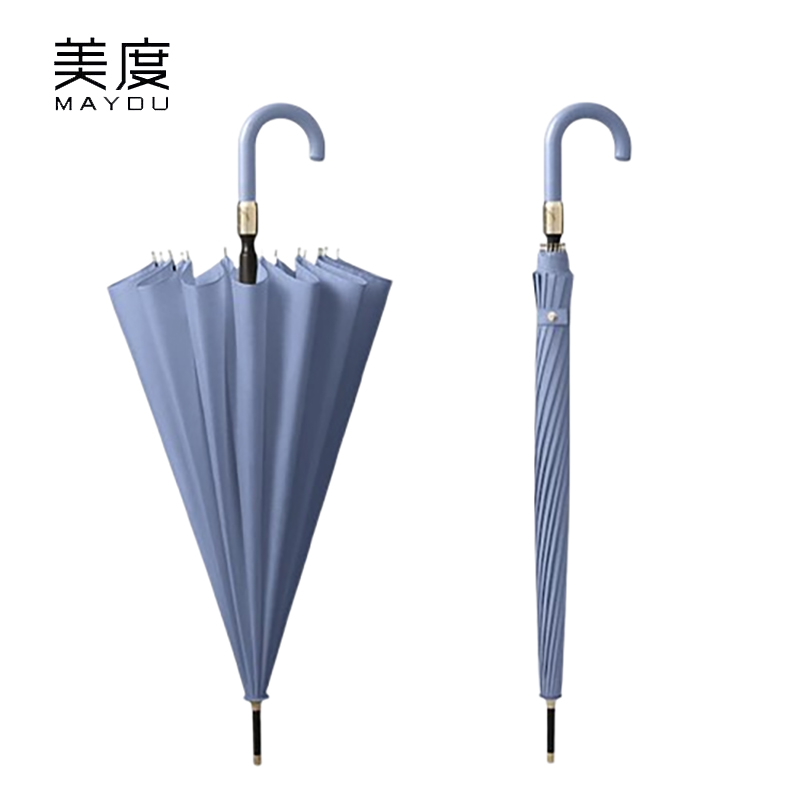 美度（MAYDU） M1605遇水开花雨伞16骨长柄双人晴雨伞加大自动防风直杆伞雾霾蓝