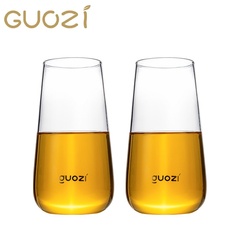 果兹 春露绿茶杯情侣对杯透明绿茶杯透明耐热高硼硅玻璃杯500ml*2GZ-S63两个