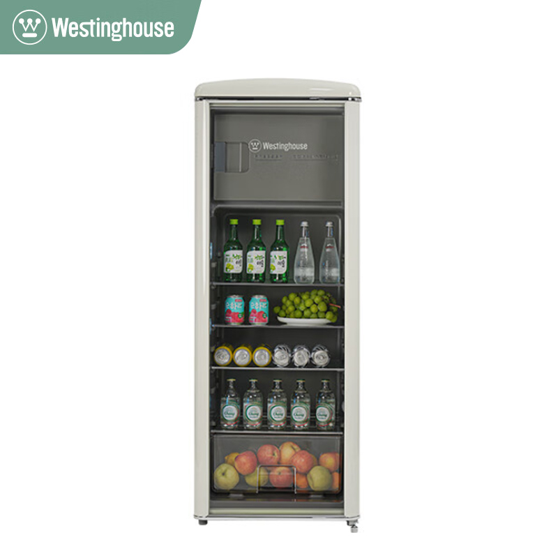 西屋（Westinghouse） 230L复古冰吧大型复古家用客厅办公室冷藏冷冻一体透明玻璃冰箱酒水茶叶饮料保鲜大师奶酪白SC-230M