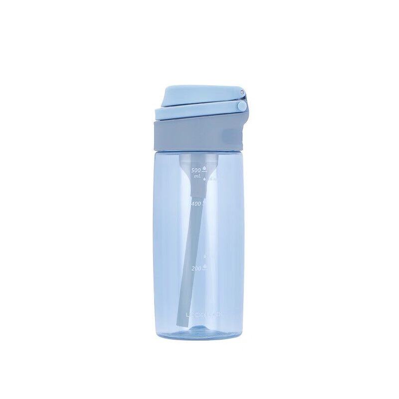 乐扣乐扣（LOCK&LOCK） 塑料水杯吸管杯一键式吸管水杯 ABF764 蓝色550ml