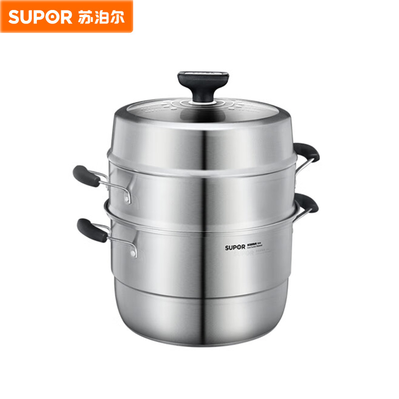 苏泊尔（SUPOR） SZ28VA1巧易取不串味三层蒸锅304不锈钢高拱盖28cm复底通用