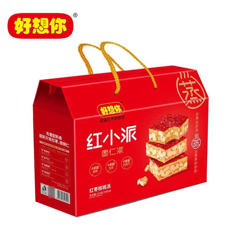 好想你 红枣夹核桃枣仁派河南特产礼品 红小派礼盒装624g
