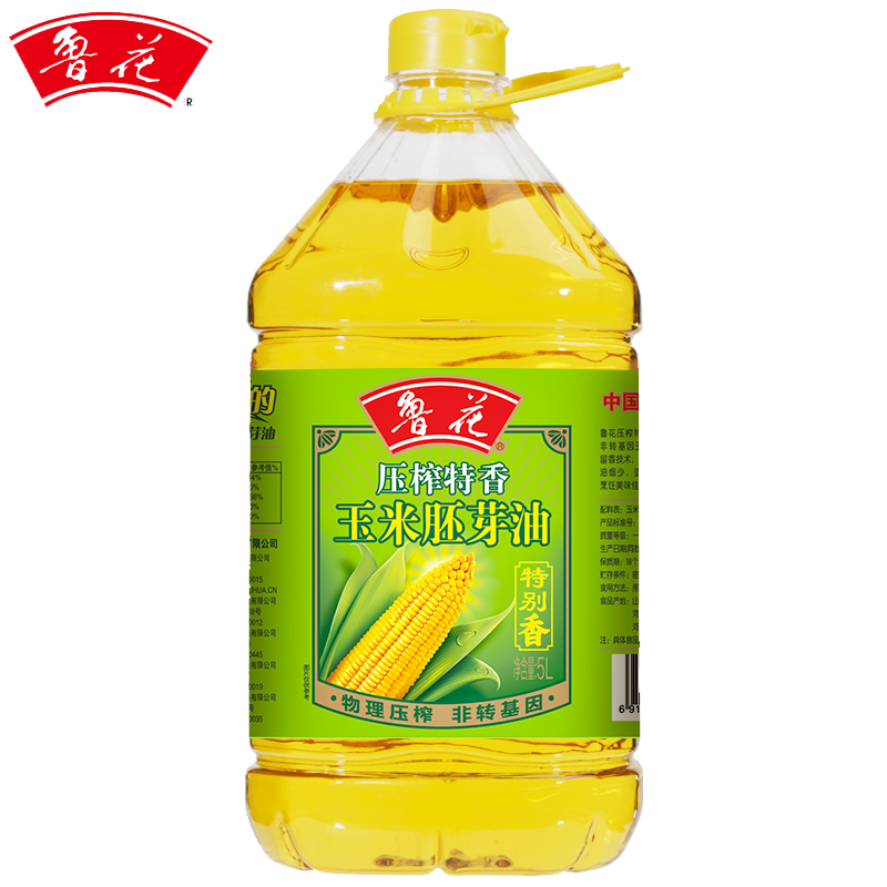 鲁花 家用炒菜烹饪烘培桶装食用油 压榨特香 非转基因  玉米胚芽油5L