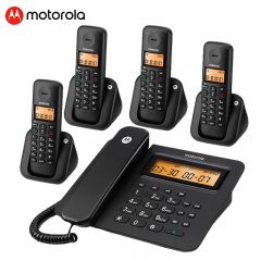 摩托罗拉（MOTOROLA） C2601 数字无绳电话机 无线座机子母机办公家用大屏幕双免提语音报号一拖四黑