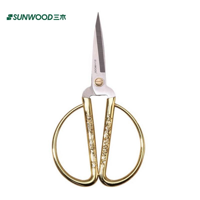 三木（SUNWOOD） 91121 190mm不锈钢剪刀 龙凤呈祥结婚开业剪彩居家剪家用彩金剪子美工剪手工剪裁缝剪裁纸剪纸