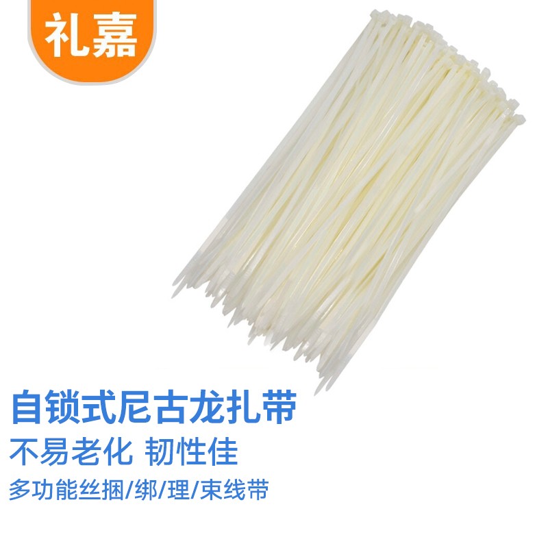 礼嘉（LIJIA） LJ-ZD06自锁式尼龙扎带 透明理线带 全新环保 强韧性 多功能丝捆/绑/理/束线带 白色 500条/包