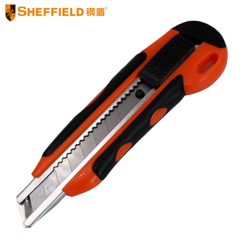 钢盾（SHEFFIELD） S067014 塑柄金属护套旋钮美工刀 裁纸刀快递割刀壁纸刀 12把起发