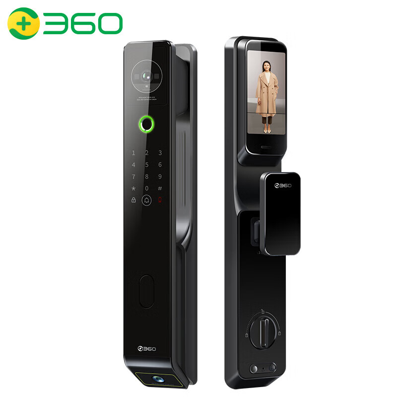 360 V30pro 智能门锁3D人脸识别智能锁 双摄像头全景监控 家用入户指纹锁电子锁密码锁防盗可视猫眼