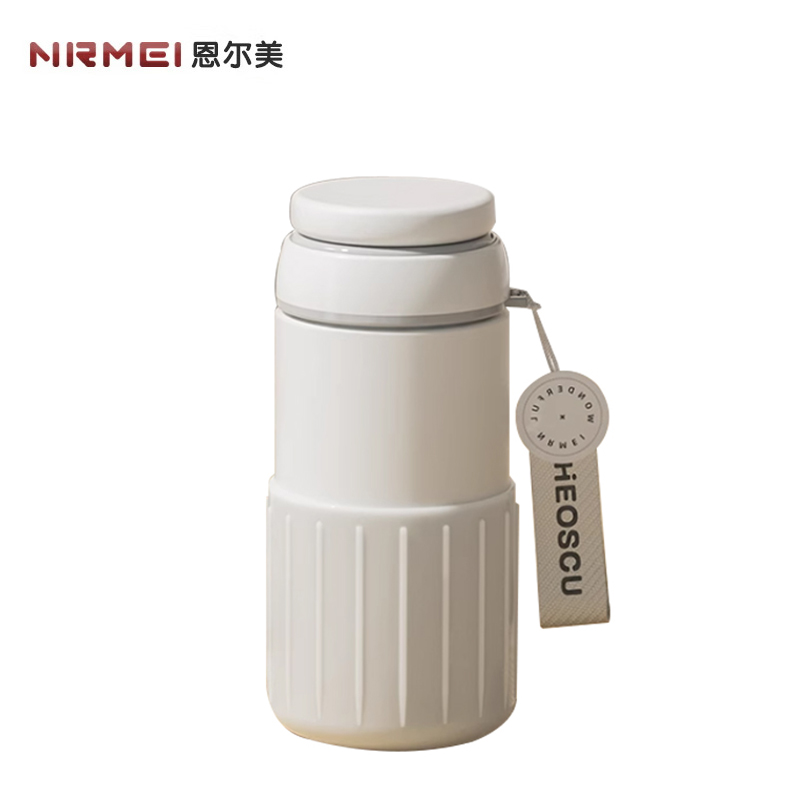 恩尔美（nRMEi） 保温杯女高颜值316不锈钢茶水分离泡茶杯学生便携水杯子400ml香草保温杯白色G171-400-002