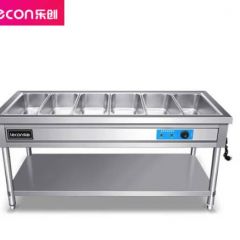 乐创（lecon） 商用平板保温售饭台 六格不锈钢恒温车 LC-J-SFT06