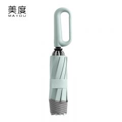 美度（MAYDU） M3391反向三折自动雨伞环扣便挂手柄加固防风简约清新配色反向折叠伞10骨冷香绿