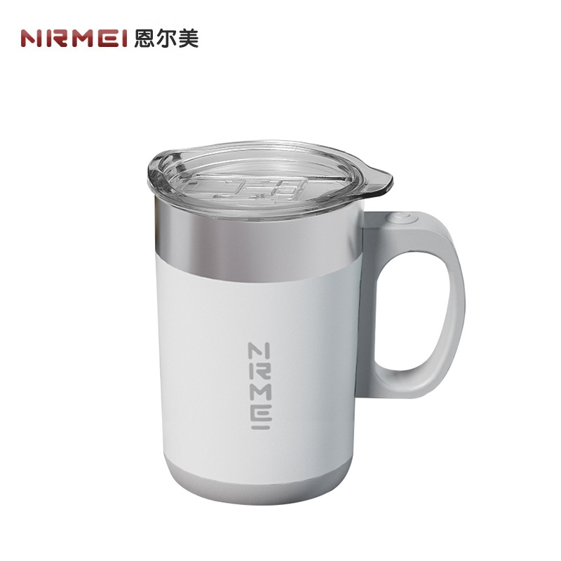 恩尔美（nRMEi） 自动搅拌杯咖啡杯电动新款全自动可充电便携懒人磁力旋转随行水杯 白色500ml【316不锈钢+直饮款】KFJBB-500-002