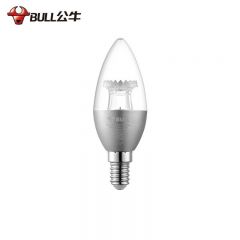 公牛（BULL）LED灯泡节能玉米灯护眼高亮螺旋3W黄光烛形蜡烛灯小螺口蜡烛泡  3W银色 3000k E14小螺口