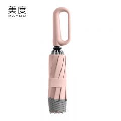 美度（MAYDU） M3391反向三折自动雨伞环扣便挂手柄加固防风简约清新配色反向折叠伞10骨仲夏粉