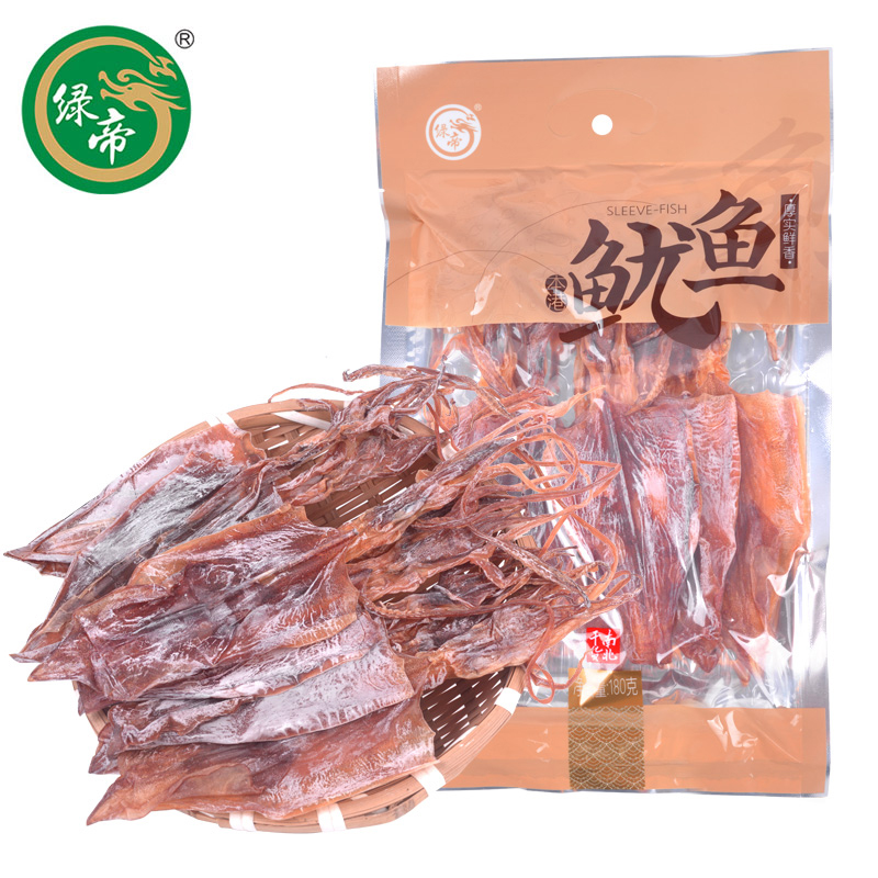 绿帝 漳州东海本港鱿鱼干海鲜海产干货淡干烧烤手撕芥末零食食材 鱿鱼180g