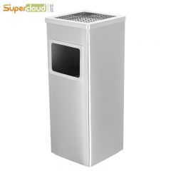 舒蔻 Supercloud 垃圾桶带烟灰缸宾馆立式烟灰桶电梯口走廊吸灰桶烟灰柱灭烟桶 方形【不锈钢】
