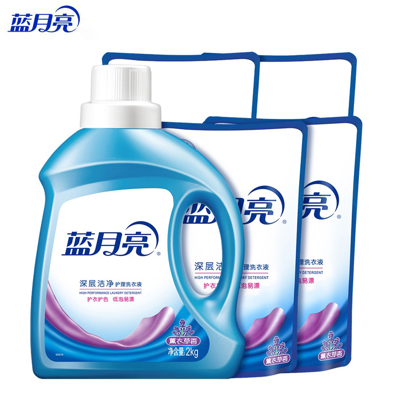 蓝月亮  洗衣液机洗手洗套装2kg瓶+1kg*4袋装 薰衣草香深层洁净 超值12斤