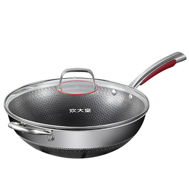 炊大皇（COOKER KING） 316L双面屏炒锅34cm火红点双面频蜂窝炒锅明火电磁炉通用CK72252