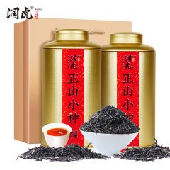 润虎 新茶春茶罐装自己喝送精美礼袋 红茶正山小种武夷山 茶叶 正山小种500g